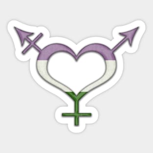 Gender Neutral Symbol in Genderqueer Pride Flag Colors Sticker